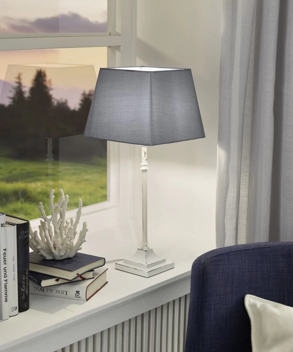 EGLO 1+1 Vintage Retro Tischleuchten Fuss, E14 Weiss-patina 3 EGLO 1+1 Vintage Retro Tischleuchten Fuss, E14 Weiss-patina – Bild 3