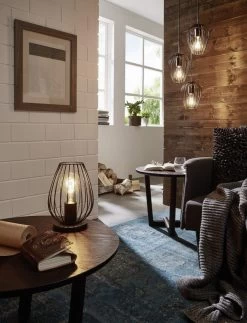 Drahtkorb Leuchte Vintage Retro Hängeleuchte E27 Schwarz