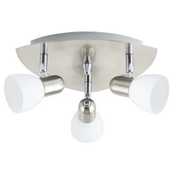 EGLO ENEA Deckenspot, Rondell, 3-flg. E14 Nickel-matt