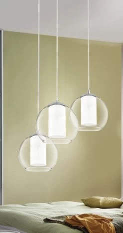 EGLO BOLSANO Hängeleuchte E27 Chrom, Klar, Satiniert 5 EGLO BOLSANO Hängeleuchte E27 Chrom, Klar, Satiniert -Beleuchtung Rabatte eglo92762 2