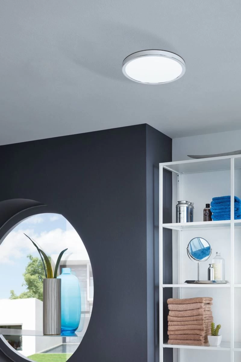 EGLO FUEVA 5 LED Aufbauleuchte Chrom IP44 Rund 285mm 2300lm 3000K 2 EGLO FUEVA 5 LED Aufbauleuchte Chrom IP44 Rund 285mm 2300lm 3000K – Bild 2