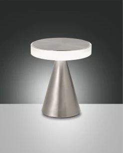 LED Tischlampe Nickel Satin Fabas Luce Neutra 200mm 720lm Touchdimmer