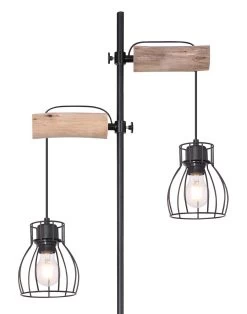 Globo Mina Stehleuchte Schwarz, Natur 2x E27 Mit Schalter 47x25x168cm -Beleuchtung Rabatte globo15326 2sn 4