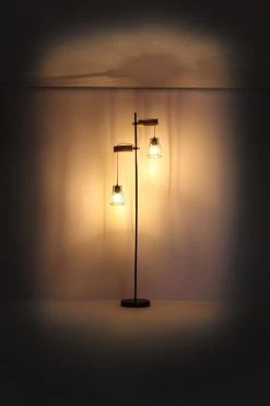 Globo Mina Stehleuchte Schwarz, Natur 2x E27 Mit Schalter 47x25x168cm -Beleuchtung Rabatte globo15326 2sn 5