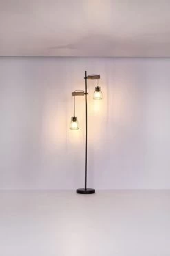 Globo Mina Stehleuchte Schwarz, Natur 2x E27 Mit Schalter 47x25x168cm -Beleuchtung Rabatte globo15326 2sn 6