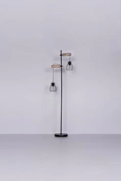 Globo Mina Stehleuchte Schwarz, Natur 2x E27 Mit Schalter 47x25x168cm -Beleuchtung Rabatte globo15326 2sn 7