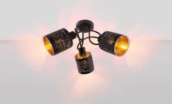 Globo Tunno Deckenleuchte Schwarz, Gold 3x E14 Dimmbar 40x21cm -Beleuchtung Rabatte globo15342 3d 2
