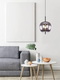 Globo Blacky Hängeleuchte Schwarz, Rauch E27 Dimmbar 30x120cm -Beleuchtung Rabatte globo15345h1 2