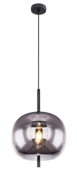 Globo Blacky Hängeleuchte Schwarz, Rauch E27 Dimmbar 30x120cm