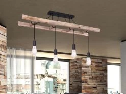 Globo Irmgard Deckenleuchte Natur 4x E27 Dimmbar 115x30x80cm -Beleuchtung Rabatte globo15348 4d 3