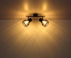 Globo Clastra Deckenstrahler Schwarz Matt 2x E27 Dimmbar 29,5x13x22,5cm -Beleuchtung Rabatte globo15388 2 7