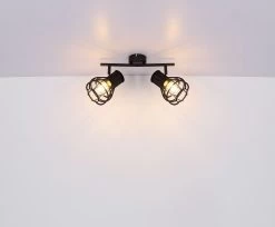 Globo Clastra Deckenstrahler Schwarz Matt 2x E27 Dimmbar 29,5x13x22,5cm