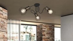 Globo Argusto Deckenleuchte Schwarz Matt, Gold 3x E27 Dimmbar 60x24cm -Beleuchtung Rabatte globo54013 3 2