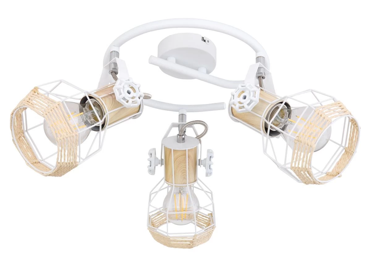 Globo Bana Deckenstrahler Weiß, Natur Holzfarbend 3x E27 Dimmbar 25x20cm 5 Globo Bana Deckenstrahler Weiß, Natur Holzfarbend 3x E27 Dimmbar 25x20cm – Bild 5