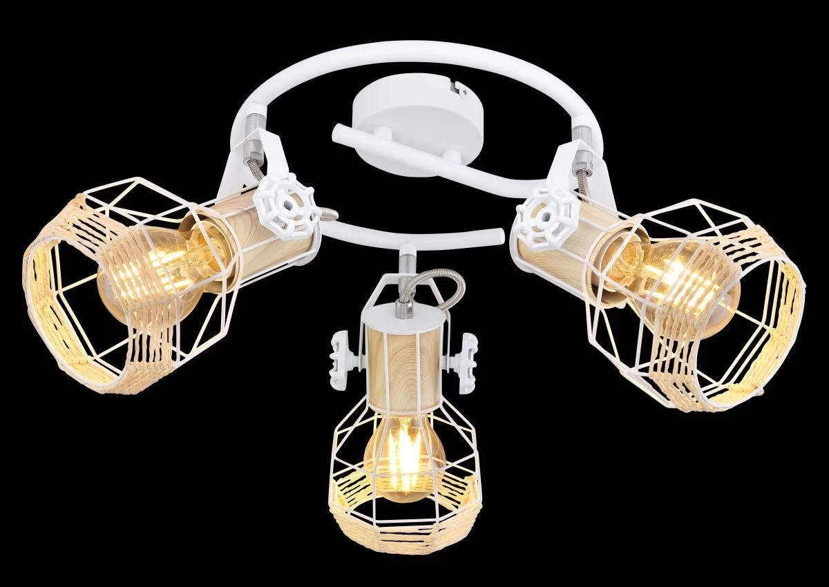 Globo Bana Deckenstrahler Weiß, Natur Holzfarbend 3x E27 Dimmbar 25x20cm 3 Globo Bana Deckenstrahler Weiß, Natur Holzfarbend 3x E27 Dimmbar 25x20cm – Bild 3