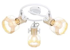 Globo Bana Deckenstrahler Weiß, Natur Holzfarbend 3x E27 Dimmbar 25x20cm