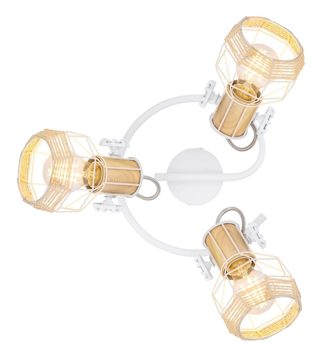 Globo Bana Deckenstrahler Weiß, Natur Holzfarbend 3x E27 Dimmbar 25x20cm 4 Globo Bana Deckenstrahler Weiß, Natur Holzfarbend 3x E27 Dimmbar 25x20cm – Bild 4