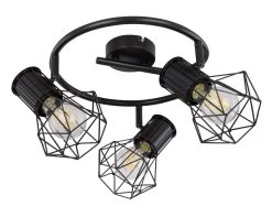 Globo Priska Deckenstrahler Schwarz 3x E27 Dimmbar 28,5x19cm -Beleuchtung Rabatte globo54017 3 1