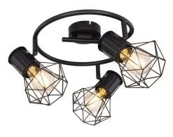 Globo Priska Deckenstrahler Schwarz 3x E27 Dimmbar 28,5x19cm -Beleuchtung Rabatte globo54017 3 2