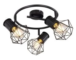 Globo Priska Deckenstrahler Schwarz 3x E27 Dimmbar 28,5x19cm