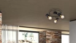 Globo Priska Deckenstrahler Schwarz 3x E27 Dimmbar 28,5x19cm -Beleuchtung Rabatte globo54017 3 5