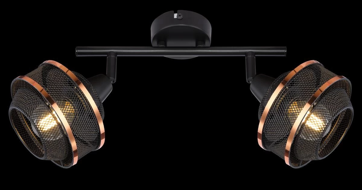 Globo Bellona Deckenstrahler Schwarz, Gold 2x E14 Dimmbar 27,5x12x21,5cm 2 Globo Bellona Deckenstrahler Schwarz, Gold 2x E14 Dimmbar 27,5x12x21,5cm – Bild 2