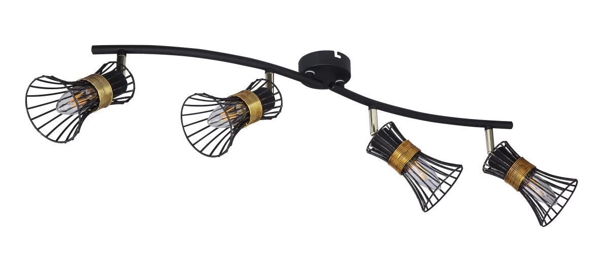 Globo Purra Deckenstrahler Schwarz, Gold 4x E14 Dimmbar 70x9x22cm 7 Globo Purra Deckenstrahler Schwarz, Gold 4x E14 Dimmbar 70x9x22cm – Bild 7