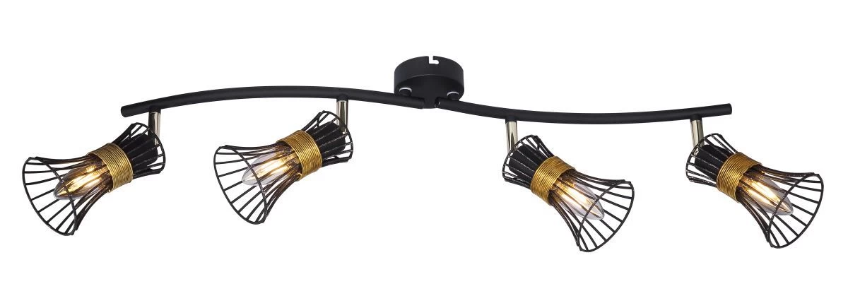 Globo Purra Deckenstrahler Schwarz, Gold 4x E14 Dimmbar 70x9x22cm 6 Globo Purra Deckenstrahler Schwarz, Gold 4x E14 Dimmbar 70x9x22cm – Bild 6
