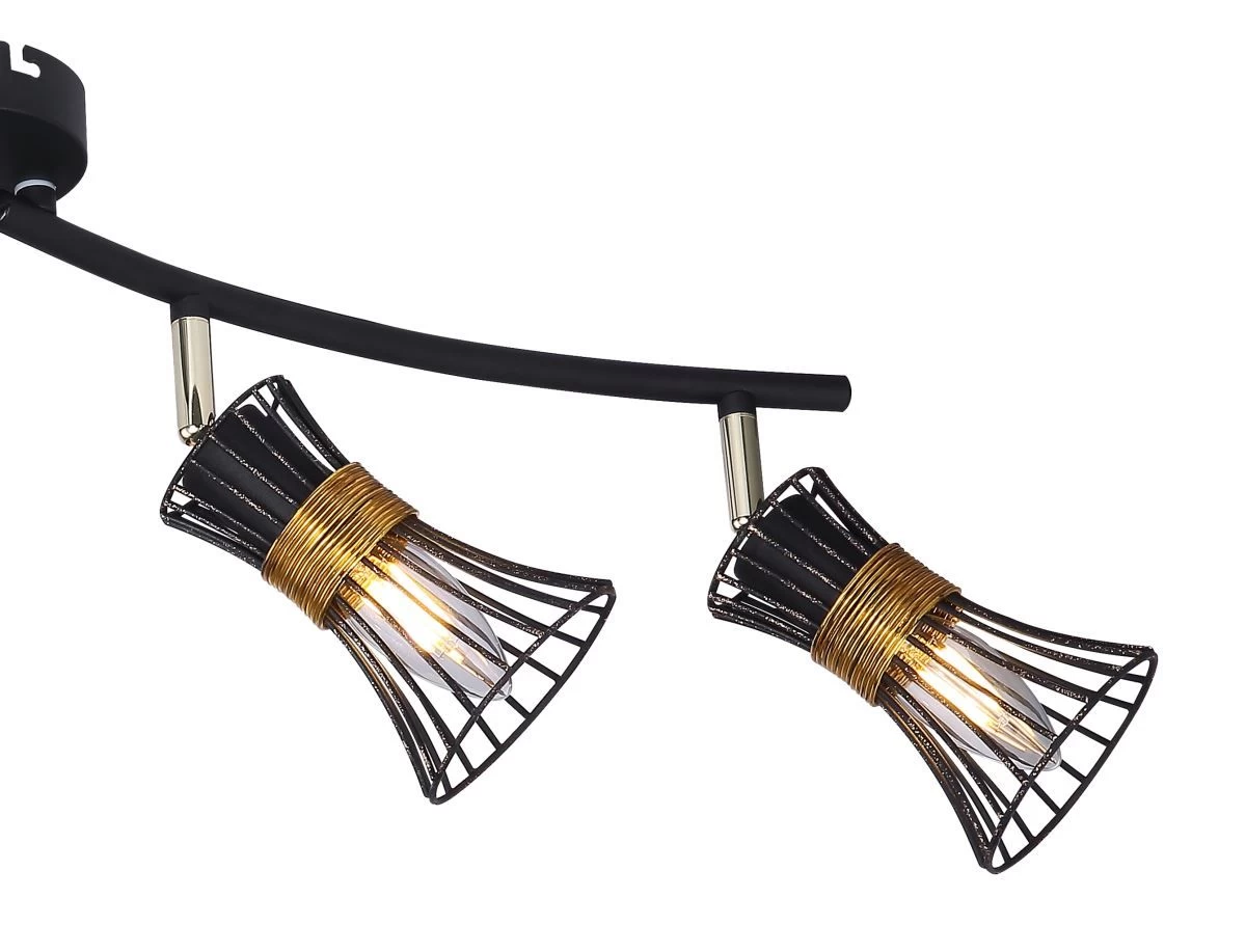 Globo Purra Deckenstrahler Schwarz, Gold 4x E14 Dimmbar 70x9x22cm 4 Globo Purra Deckenstrahler Schwarz, Gold 4x E14 Dimmbar 70x9x22cm – Bild 4