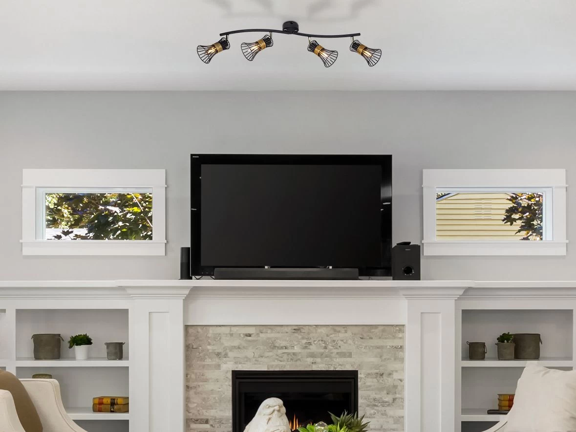 Globo Purra Deckenstrahler Schwarz, Gold 4x E14 Dimmbar 70x9x22cm 3 Globo Purra Deckenstrahler Schwarz, Gold 4x E14 Dimmbar 70x9x22cm – Bild 3