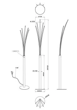 Globo Bizzy LED Stehleuchte Schwarz Matt Mit Touchdimmer 56x60x187cm -Beleuchtung Rabatte globo59229b 3
