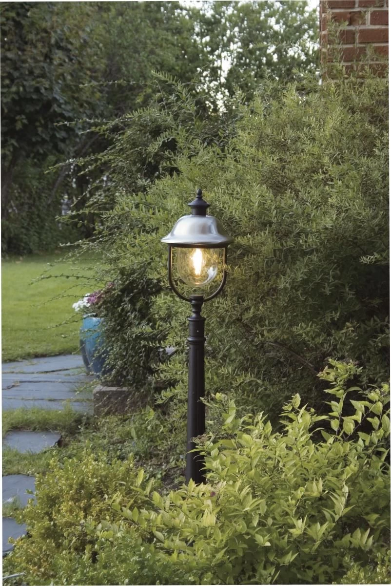 KONSTSMIDE Parma Schwarze Wegeleuchte Mit Edelstahldach 1 KONSTSMIDE Parma Schwarze Wegeleuchte Mit Edelstahldach