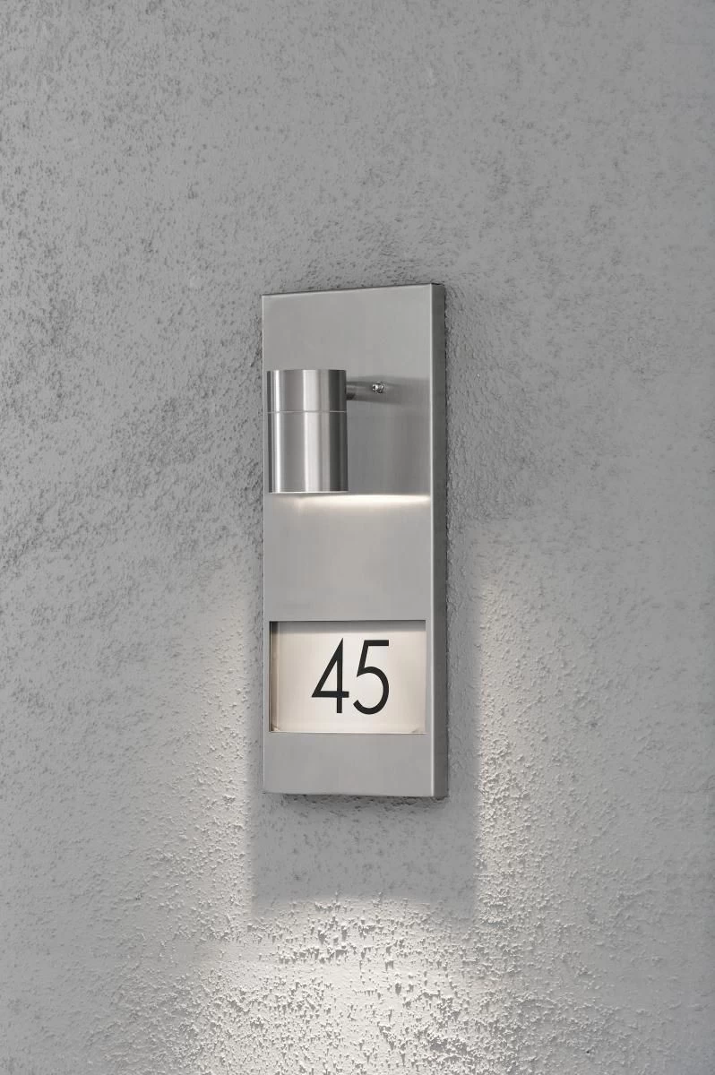 KONSTSMIDE Modena Wandleuchte Außen Mit Hausnummern Edelstahl 1 KONSTSMIDE Modena Wandleuchte Außen Mit Hausnummern Edelstahl
