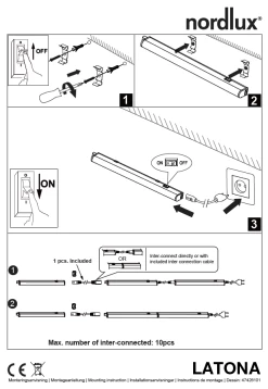 LED Unterbauleuchte Weiß Nordlux Latona 9W 730lm 56,2cm 3000K-4000K 2-Step 12 LED Unterbauleuchte Weiß Nordlux Latona 9W 730lm 56,2cm 3000K-4000K 2-Step -Beleuchtung Rabatte latona tz 1
