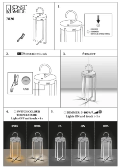 KONSTSMIDE Manorola LED USB Akku Laterne Rund Dimmbar 2700K/3000K 17 KONSTSMIDE Manorola LED USB Akku Laterne Rund Dimmbar 2700K/3000K -Beleuchtung Rabatte manorola