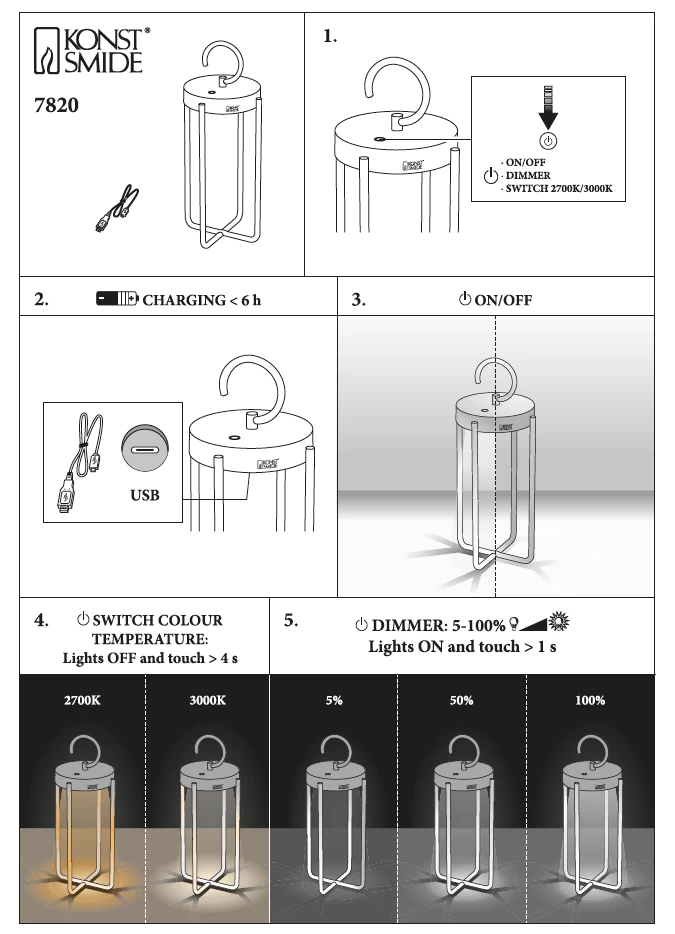 KONSTSMIDE Manorola LED USB Akku Laterne Rund Dimmbar 2700K/3000K 9 KONSTSMIDE Manorola LED USB Akku Laterne Rund Dimmbar 2700K/3000K – Bild 9
