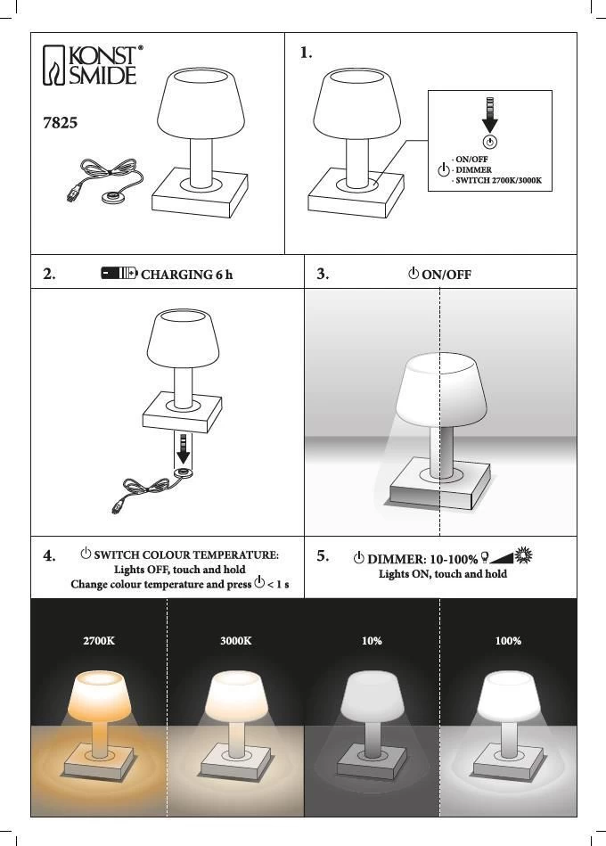 KONSTSMIDE Monaco Akku Tischleuchte IP54 Rostfarben Dimmbar 2700/3000K 7 KONSTSMIDE Monaco Akku Tischleuchte IP54 Rostfarben Dimmbar 2700/3000K – Bild 7