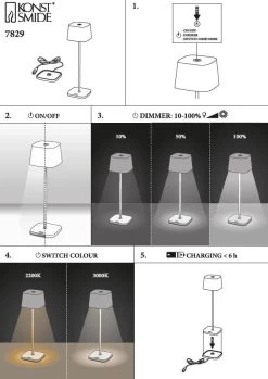 KONSTSMIDE Capri Mini LED USB Akku Tischleuchte Weiss Dimmbar 2200/3000K -Beleuchtung Rabatte mountingcaprimini 1