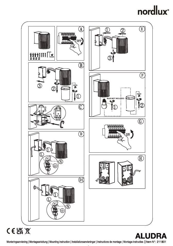Wandleuchte Alu Metallisch Braun Nordlux Aludra IP54 E27 6 Wandleuchte Alu Metallisch Braun Nordlux Aludra IP54 E27 – Bild 6