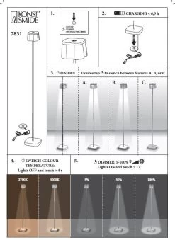KONSTSMIDE Nice Akku Stehleuchte IP54 Schwarz Dimmbar 2700/3000K -Beleuchtung Rabatte nice stehleuchte mounting