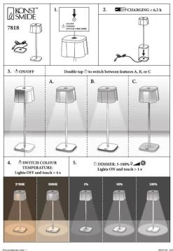 KONSTSMIDE Nice Akku Tischleuchte IP54 Rostfarben Dimmbar 2700/3000K -Beleuchtung Rabatte nice tischleuchte mounting