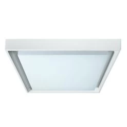 LED Außen Wand U. Deckenleuchte Weiß Näve Mio 34cm IP54 2500lm Eckig