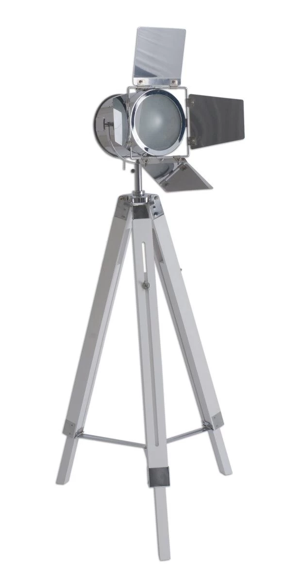 Dreibein Stehleuchte Im Retro Scheinwerfer Look Weiß Näve Holly E27 3 Dreibein Stehleuchte Im Retro Scheinwerfer Look Weiß Näve Holly E27 – Bild 3