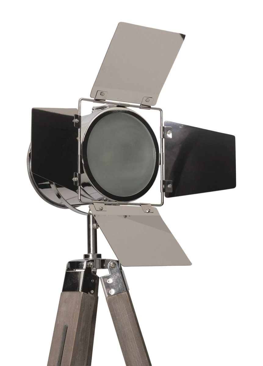 Dreibein Stehleuchte Im Retro Scheinwerfer Look Natur Dunkel Näve Holly E27 2 Dreibein Stehleuchte Im Retro Scheinwerfer Look Natur Dunkel Näve Holly E27 – Bild 2