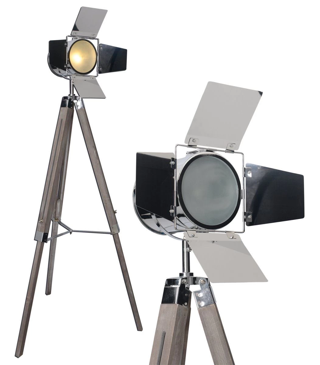 Dreibein Stehleuchte Im Retro Scheinwerfer Look Natur Dunkel Näve Holly E27 4 Dreibein Stehleuchte Im Retro Scheinwerfer Look Natur Dunkel Näve Holly E27 – Bild 4