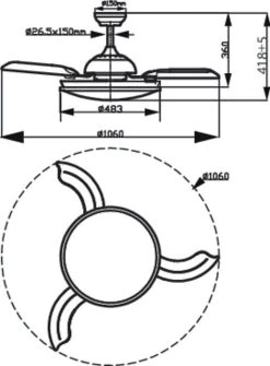 Philips Moderner LED Deckenventilator Atlas Nickel 48,5x41,8cm -Beleuchtung Rabatte ph871951433450200 ze