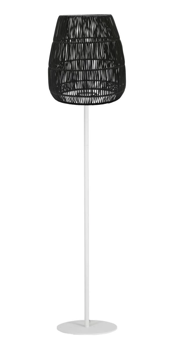 PR Home Agnar Saigon Terrassen Outdoor Stehlampe Weiß Rattan Schwarz IP44 154x38cm E27