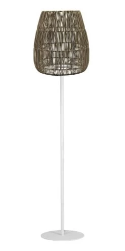 PR Home Agnar Saigon Terrassen Outdoor Stehlampe Weiß Rattan Beige IP44 154x38cm E27