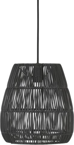 PR Home Saigon Outdoor Hängelampe Rattan Schwarz IP44 28cm E27 Mit Stecker