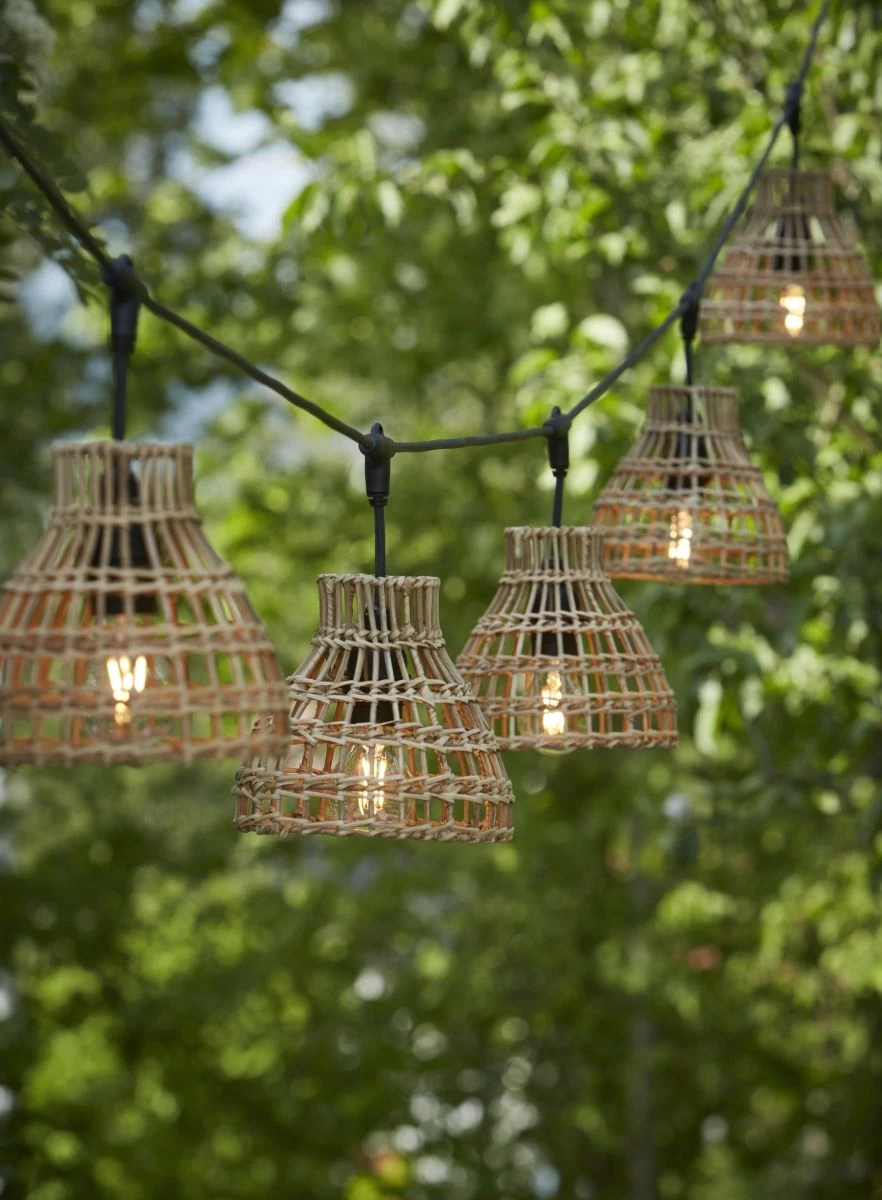 PR Home Flex Out Sarah Outdoor Sommer Lichterkette Rattan Beige Natur IP44 5x E27 6,5m 2 PR Home Flex Out Sarah Outdoor Sommer Lichterkette Rattan Beige Natur IP44 5x E27 6,5m – Bild 2